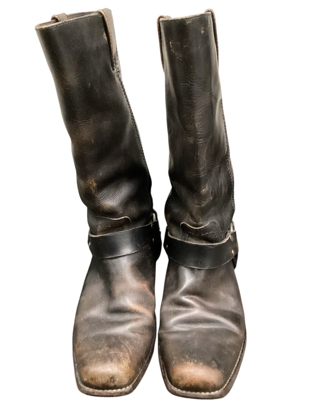 Vintage FryeBoots Women’s Size7.5 Leather Harness Studded Boots Distressed Brown